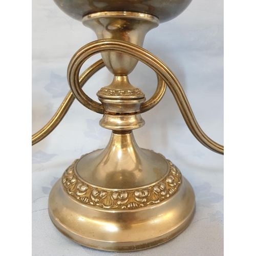 79 - Vintage White Metal Candle Stick with Rose Bowl (H:21cm)