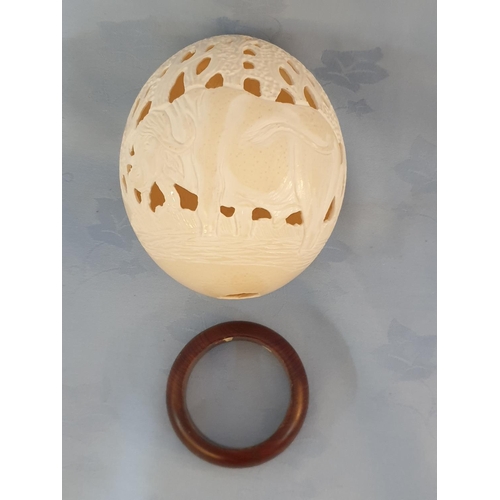 82 - Hand Craft Ostrich Egg, African Pattern (H:15cm)