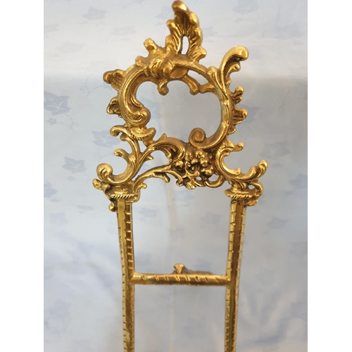 83 - Large Decorative Brass Easel (H:48cm) Together with Decorative Porcelain Plate (Gloria Bavarian Porc... 