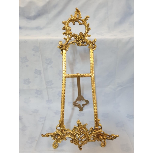 83 - Large Decorative Brass Easel (H:48cm) Together with Decorative Porcelain Plate (Gloria Bavarian Porc... 