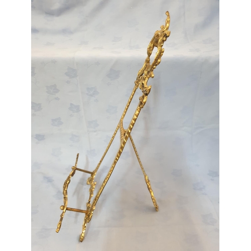 83 - Large Decorative Brass Easel (H:48cm) Together with Decorative Porcelain Plate (Gloria Bavarian Porc... 