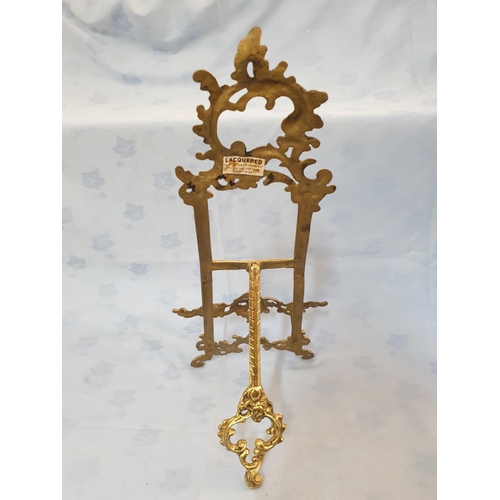 83 - Large Decorative Brass Easel (H:48cm) Together with Decorative Porcelain Plate (Gloria Bavarian Porc... 