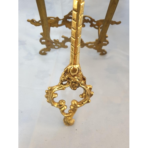 83 - Large Decorative Brass Easel (H:48cm) Together with Decorative Porcelain Plate (Gloria Bavarian Porc... 