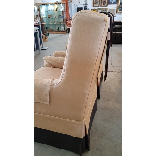 84 - Pair of Classic Wind Armchair with Beige Fabric and Black Details