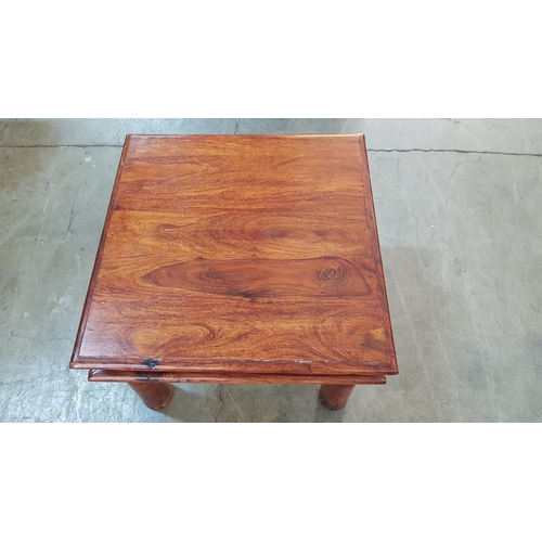 92 - Solid Wood Square Side Table with Metal Decor (60 x 60 x 56cm)