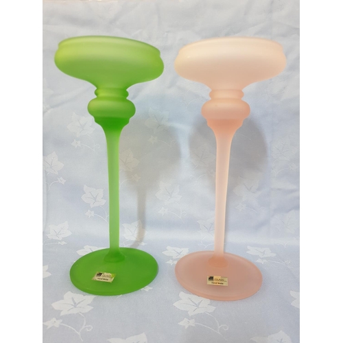 248 - 2 x iM-Glass Candle Holder, Made of Coloured Glass (H:26cm each) Made in Portugal