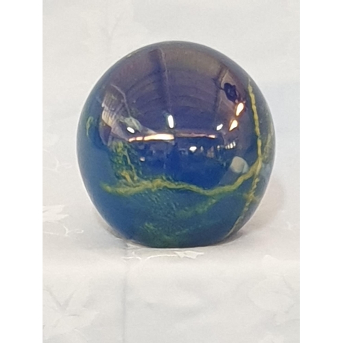 53 - Phoenician Large Blue Glass Paperweight (H:11cm x Ø10cm)