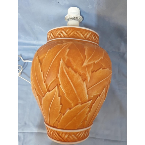 157 - Ceramic Lamp Base with Leaf Pattern in Terracotta Colour (H:32cm)