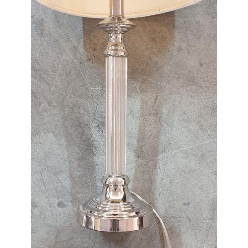 158 - Pair of Modern Table Lamps (Chrome / Plastic) Zara Home, H:65cm each *Working when Lotted*