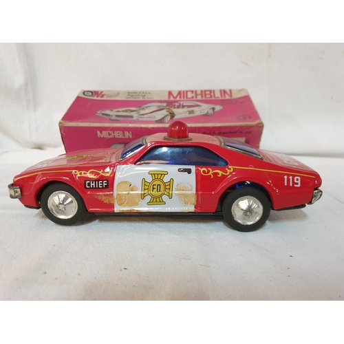 365 - Vintage Mitchblin Non - Fall Mystery, Pump & Co Battery Operated Car SC201 + Scalecraft Lotus