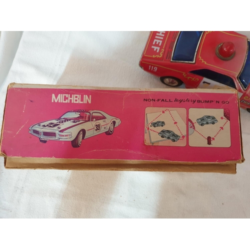 365 - Vintage Mitchblin Non - Fall Mystery, Pump & Co Battery Operated Car SC201 + Scalecraft Lotus