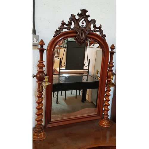 4 - Vintage Style Carved Dark Brown Colour Wooden Kidney Shape Dressing Table and 2 - Drawers with Adjus... 