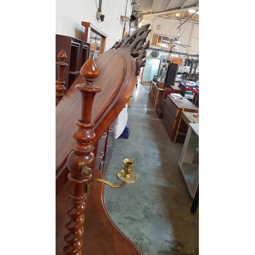 4 - Vintage Style Carved Dark Brown Colour Wooden Kidney Shape Dressing Table and 2 - Drawers with Adjus... 