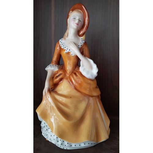 17 - Porcelain Doll / Figurine in the Colours of Fall, Royal Doulton Linda H:22.5 and Sandra HN2275, H:20... 