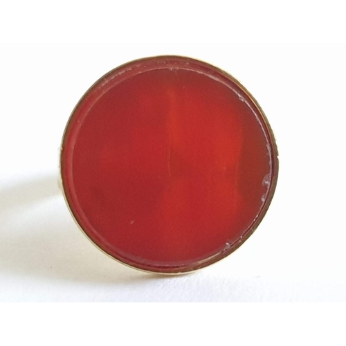 121A - 18ct Gold Ring with Faced with Round Orange Stone (Total Weight Approx. 8.8g, Size M/N)