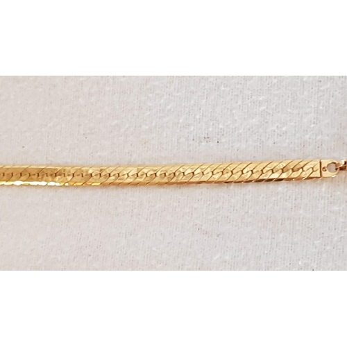 57A - 14ct Gold Herringbone Flat Link Chain / Bracelet (Approx. L: 18cm, 5g)