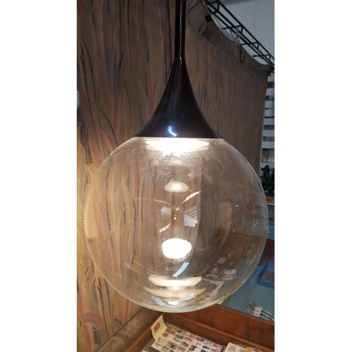 368 - Modern Droplet Style Large Ceiling Lamp / Glass Dome * Working when Lotted *