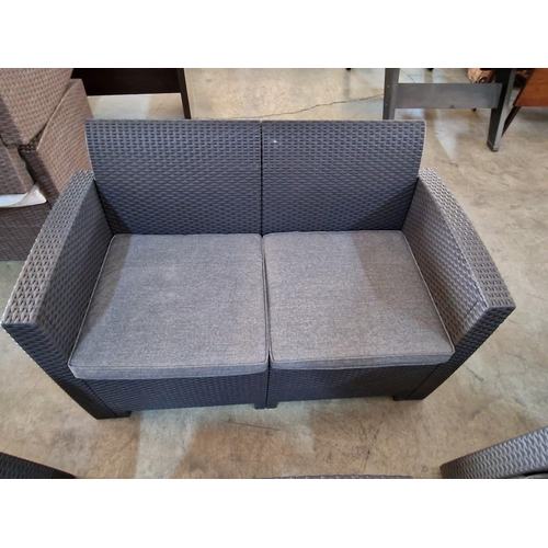 80 - Ratan Garden / Patio Set of 2-Seat Sofa, 2 x Armchairs with Seat Cushions, Together with Matching Ta... 