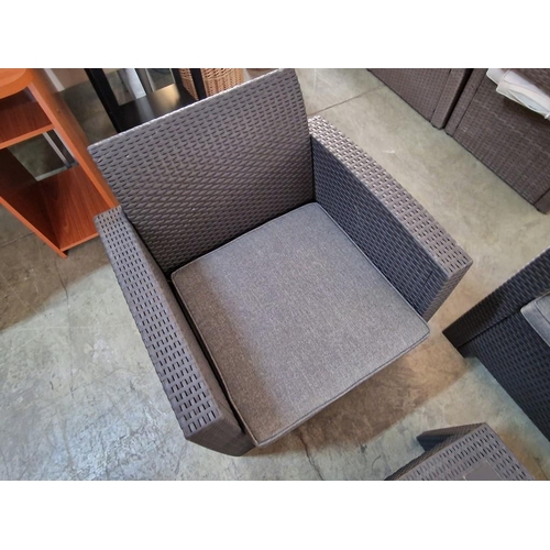 80 - Ratan Garden / Patio Set of 2-Seat Sofa, 2 x Armchairs with Seat Cushions, Together with Matching Ta... 