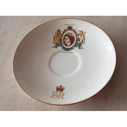 80A - Royal Memorabilia Coronation of Queen Elizabeth II Cup with Saucer and Dessert Plate (Victoria Potte... 