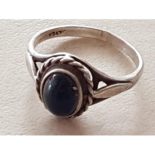 90A - Collection of 5 x Retro Silver Rings with Natural Stones (Size Q,M,N,P,O)