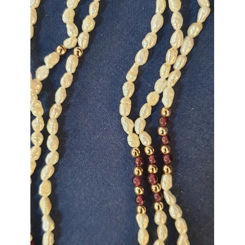 31 - 3 x Strand Seed Pearl and Bead Necklace Together with 3 x Strand of Necklace in Seed Pearls with Mat... 