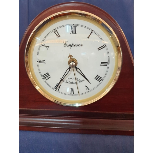 76 - Classic Napoleon Mantel Clock Branded Emperor with Westminster Chime Roman Numeral Dial with Second ... 