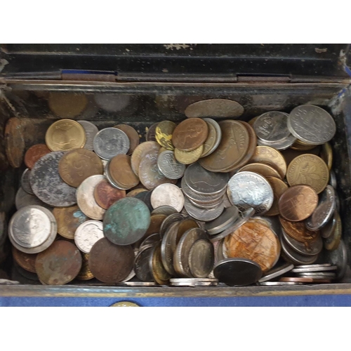 88 - Vintage Cash Tin of Old Foreign Coins