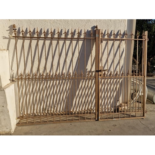 825 - 2 x Decorative Metal Gates / Sections, Each 1.75m High with Alternating Twisted Uprights to Lower Ha... 