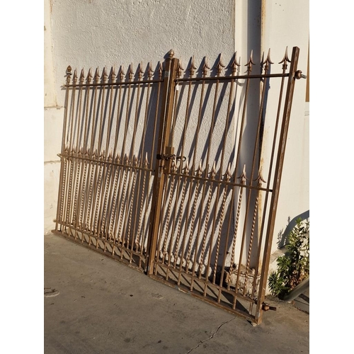 825 - 2 x Decorative Metal Gates / Sections, Each 1.75m High with Alternating Twisted Uprights to Lower Ha... 