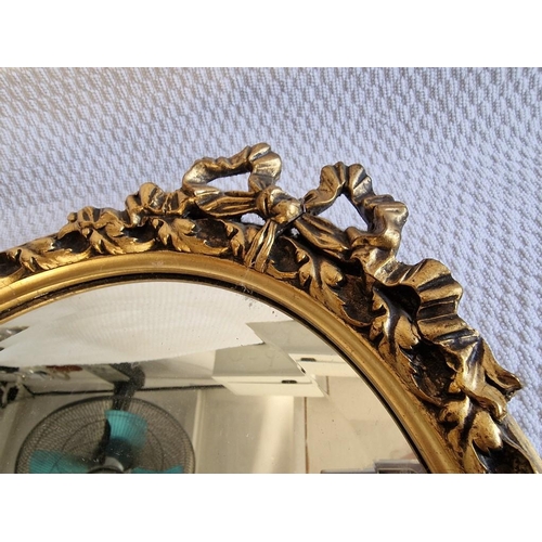 114 - Decorative Gilt Frame Oval Wall Mirror with Bevel Glass, (Approx. 47 x 36cm Overall)