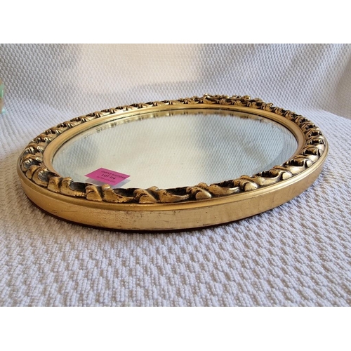 114 - Decorative Gilt Frame Oval Wall Mirror with Bevel Glass, (Approx. 47 x 36cm Overall)