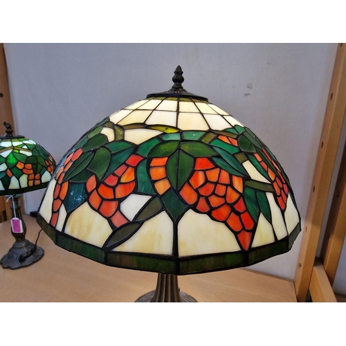 46 - Decorative Table / Side Lamp with Metal Base and Tiffany Style Leaded Glass Shade, (Approx. H: 50, Ø... 