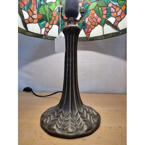 46 - Decorative Table / Side Lamp with Metal Base and Tiffany Style Leaded Glass Shade, (Approx. H: 50, Ø... 