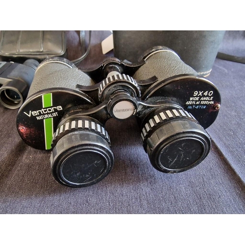 61 - 2 x Pairs of Binnoculars; Ventora Naturalist 9x40 Wide Angle (No.T-5709) in Case, Together with Topa... 