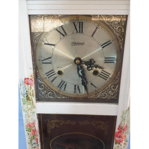 32 - Painted Floral Wall / Mantle Clock Branded 