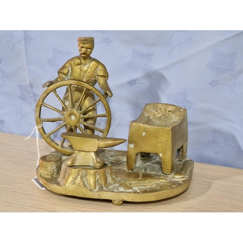 Vintage Brass Blacksmith Figurine, Solid Brass Statue , Vintage