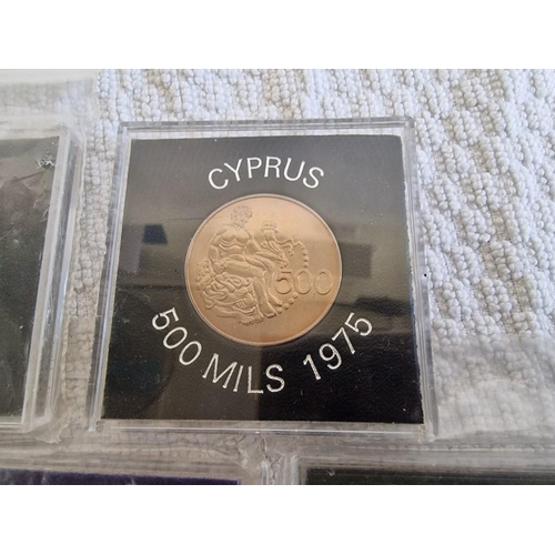 125 - Collection of 7 x Cyprus Uncirculated Coins; 1975 500 Mils, 1976 500 Mils, 1976 One Pound, 1978 500 ... 