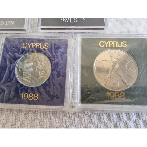 125 - Collection of 7 x Cyprus Uncirculated Coins; 1975 500 Mils, 1976 500 Mils, 1976 One Pound, 1978 500 ... 