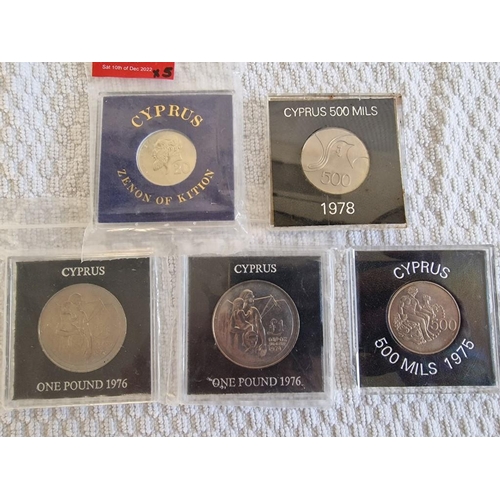 126 - Collection of 5 x Cyprus Uncirculated Coins; 1978 500 Mils, 2 x 1976 One Pound, 1975 500 Mils and Ze... 