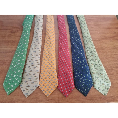 63 - Collection of 6 x Hermes Paris Assorted Silk Ties, (6)