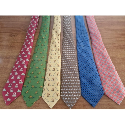 64 - Collection of 6 x Hermes Paris Assorted Silk Ties, (6)