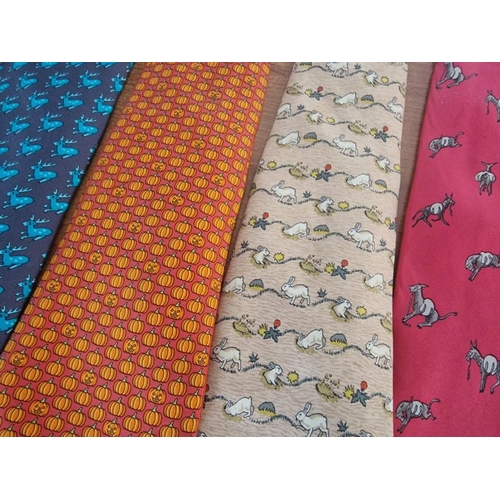 65 - Collection of 6 x Hermes Paris Assorted Silk Ties, (6)