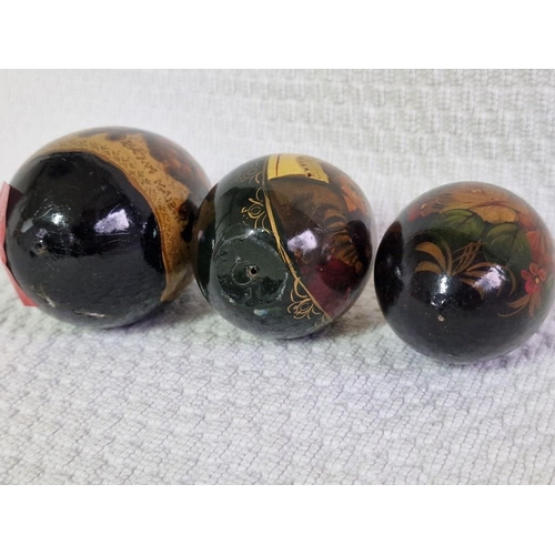 113 - 3 x Hand Painted 'Egg' Shape Russian Lacquered Items, (Largest Approx. H: 9cm), (3)