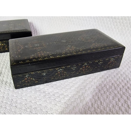 115 - 2 x Hand Painted Russian Lacquered Lidded Boxes, (Approx. 20 x 10 x 5cm, (2)