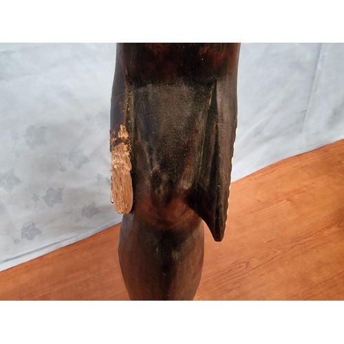 237f - Tall Carved Wooden Elephant Statue, (Approx. H: 80cm), (A/F, One Ear Broken)