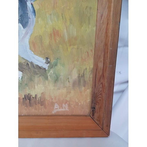 661E - Oil on the Board of Duck Hunting in Wooden Frame with Artist Signature (56.5cm x 50.5cm)