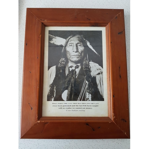 761f - Collection of Indians Chiefs Photo (Black / White Print) in Wooden Frame, Chief Luther Standing  Bea... 