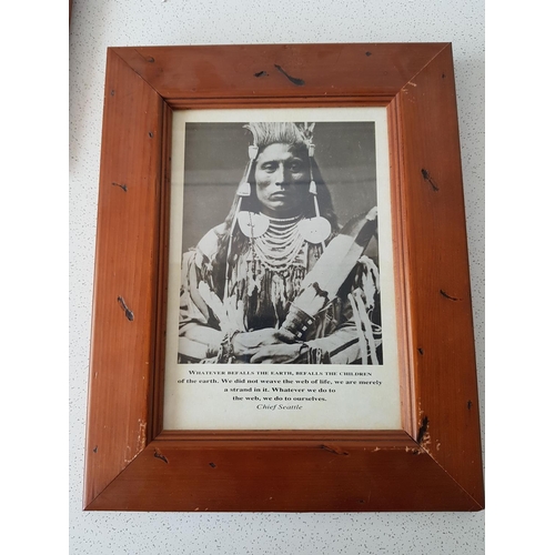 761f - Collection of Indians Chiefs Photo (Black / White Print) in Wooden Frame, Chief Luther Standing  Bea... 