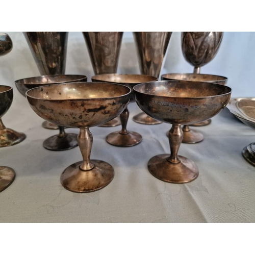 109 - Collection of Assorted Silver Plated and White Metal Items; Wine Glasses & Goblets, Dish, Cups, etc,... 